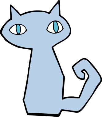 Bir insan tarafından çizilmiş çizgi film kedisi.