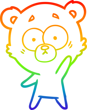 gökkuşağı gradyan çizimi şaşırmış bir kutup ayısı karikatürü bir insan tarafından çizildi