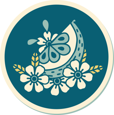 Bir insan tarafından çizilmiş geleneksel bir limon dövmesi çıkartması.