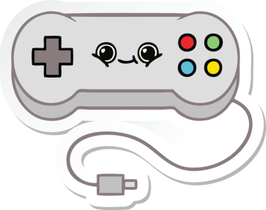 Bir insan tarafından çizilmiş şirin bir çizgi film oyun denetleyicisinin çıkartması