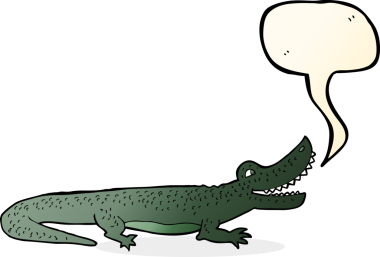 bir insan tarafından çizilmiş konuşma balonlu mutlu timsah çizgi filmi