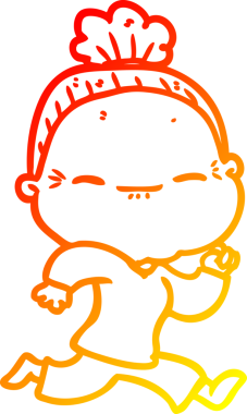 Bir insan tarafından çizilmiş barışçıl, yaşlı bir kadının sıcak çizgi çizimi.