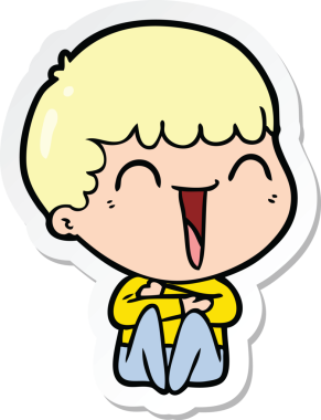 Bir insan tarafından çizilmiş mutlu bir adamın karikatür çıkartması.