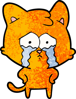 Bir insan tarafından çizilmiş ağlayan kedi çizgi filmi.