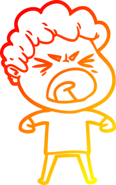 Bir insan tarafından çizilmiş kızgın bir adamın çizgi film çizimi.