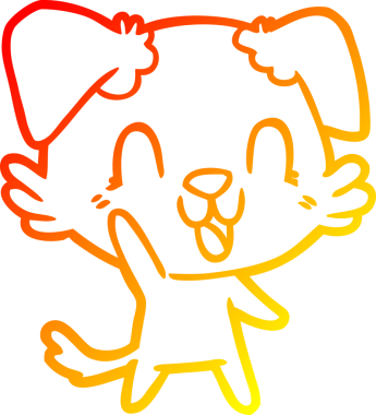 Bir insan tarafından çizilmiş gülen çizgi film köpeğinin sıcak çizgi çizgisi.