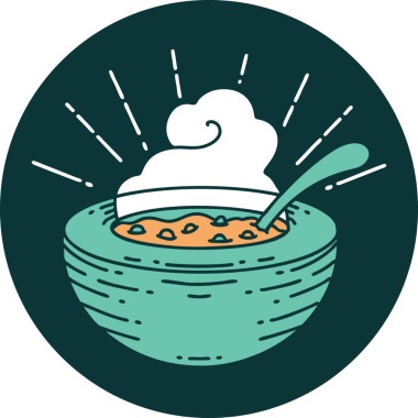 Bir insan tarafından çizilmiş bir çorba kasesinin simgesi.