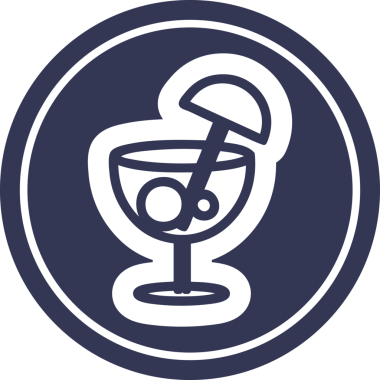 Bir insan tarafından çizilmiş şemsiye dairesel simgesi olan kokteyl