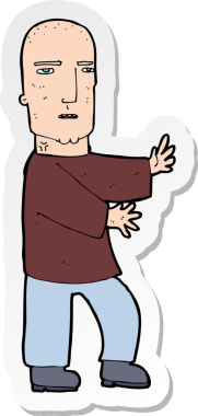 Bir insan tarafından çizilmiş sert bir adamın çıkartması.