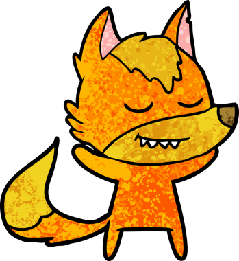 Bir insan tarafından çizilmiş tilki çizgi film karakteri