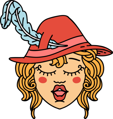 Retro Dövme Tarzı İnsan Ozan Karakteri Bir İnsan Tarafından Çizilmiş