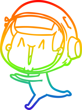 Gökkuşağı gradyan çizimi mutlu bir astronot çizimi bir insan tarafından çizilmiş