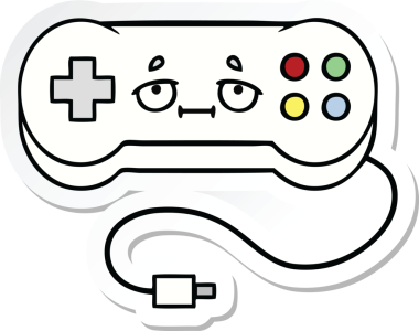 Bir insan tarafından çizilmiş şirin bir çizgi film oyun denetleyicisinin çıkartması