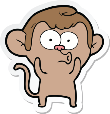 Bir insan tarafından çizilmiş korna çalan bir maymunun çıkartması.