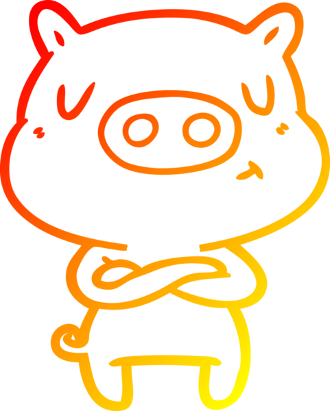 Bir insan tarafından çizilen çizgi film içerikli domuzun sıcak çizgi çizimi