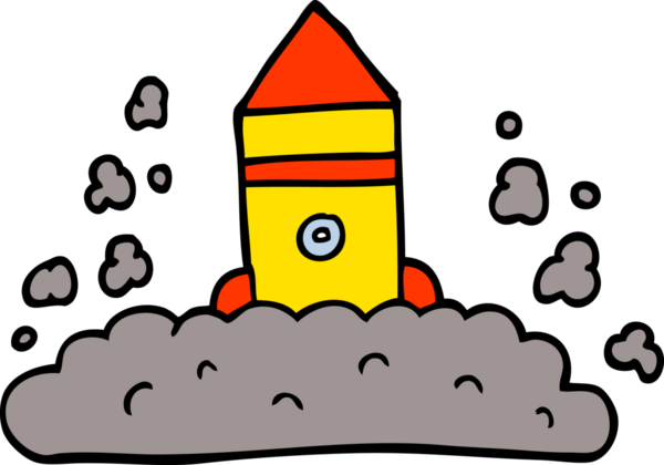 Bir insan tarafından çizilmiş karalama roketi fırlatma