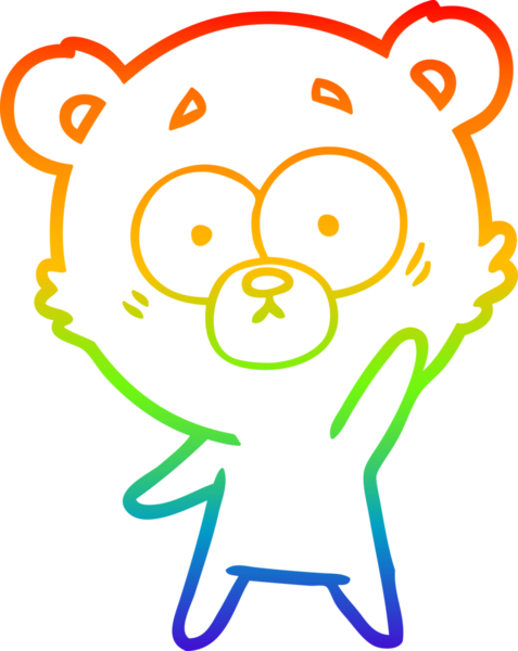 gökkuşağı gradyan çizimi şaşırmış bir kutup ayısı karikatürü bir insan tarafından çizildi