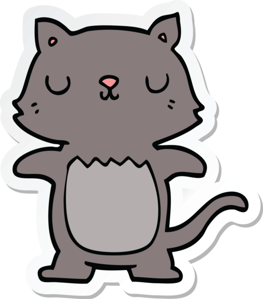 Bir insan tarafından çizilmiş çizgi film kedisinin çıkartması.