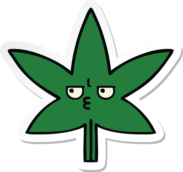Bir insan tarafından çizilmiş marihuana yaprağının çıkartması.