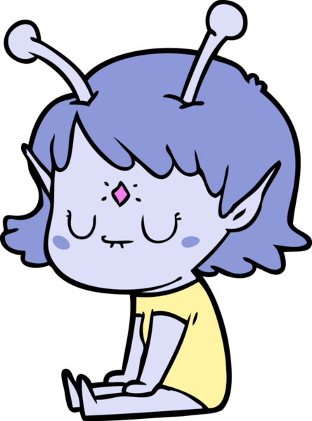 Bir insan tarafından çizilmiş uzaylı kız.