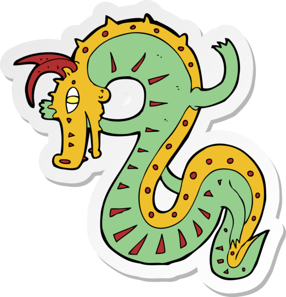 Bir insan tarafından çizilmiş Sakson ejderha karikatürü.