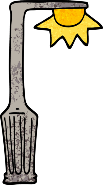 Grunge desenli çizim çizgi film lambası direği bir insan tarafından çizilmiş.