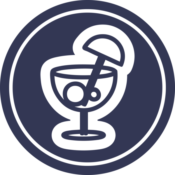 Bir insan tarafından çizilmiş şemsiye dairesel simgesi olan kokteyl