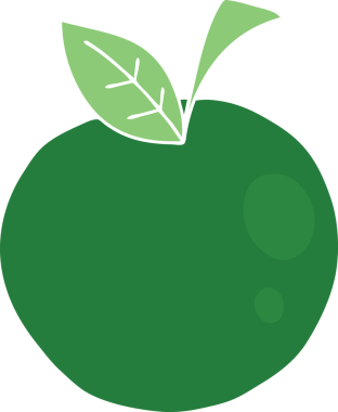 Bir insan tarafından çizilmiş tuhaf bir çizgi film elması.