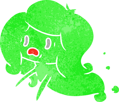 Bir insan tarafından çizilmiş kawaii korkunç hayaletinin serbest çizimi.