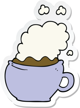 Bir insan tarafından çizilmiş sıcak kahve etiketi.