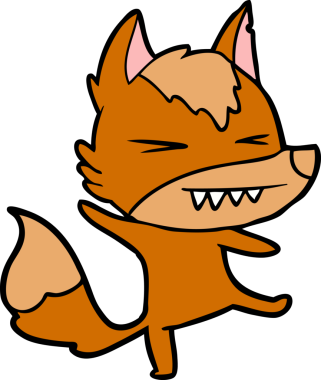 Bir insan tarafından çizilmiş tilki çizgi film karakteri