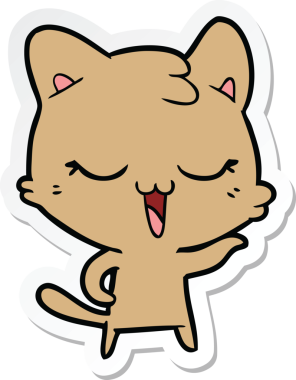 Bir insan tarafından çizilmiş mutlu çizgi film kedisinin çıkartması.