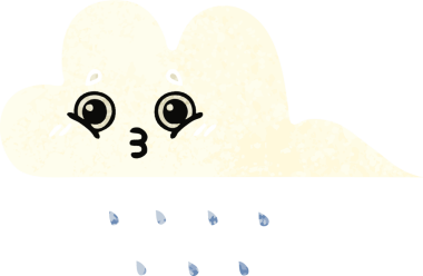 Bir insan tarafından çizilmiş yağmur bulutunun retro çizim tarzı karikatürü