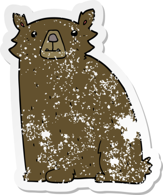 Bir insan tarafından çizilmiş karikatür ayısının sıkıntılı çıkartması.