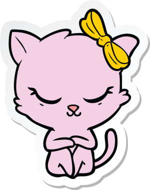 Bir insan tarafından çizilmiş şirin bir çizgi film kedisinin çıkartması.