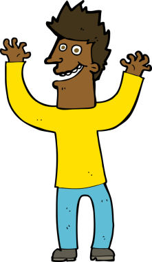 Bir insan tarafından çizilmiş heyecanlı bir çizgi film.