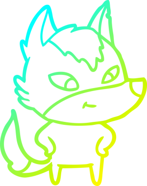 Bir insan tarafından çizilmiş dost canlısı bir kurt çizgi çizimi.