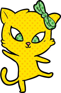 Bir insan tarafından çizilmiş çizgi film kedisi.