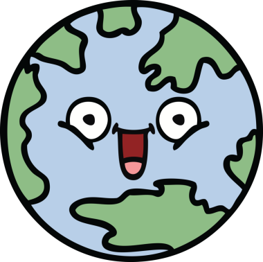 Bir insan tarafından çizilmiş şirin bir dünya karikatürü.