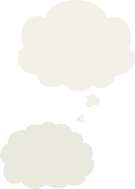 Düşünce baloncuğu olan karikatür bulutu insan tarafından çizilmiş.