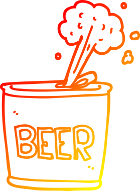 Bir insan tarafından çizilen çizgi film bira kutusunun sıcak gradyanı.