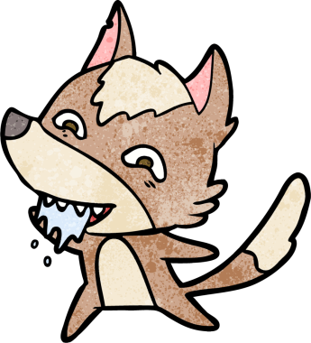 Bir insan tarafından çizilmiş aç kurt çizgi filmi.