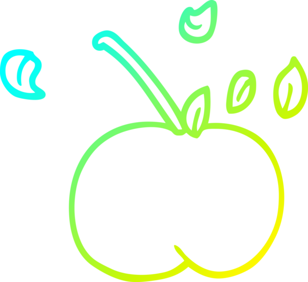 Bir insan tarafından çizilmiş sulu bir elmanın soğuk gradyan çizimi.