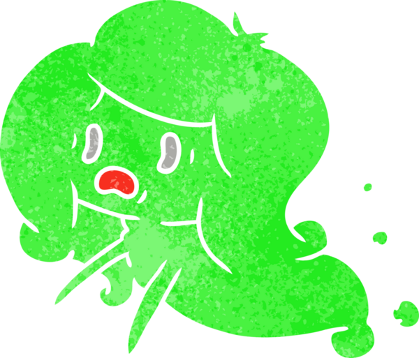 Bir insan tarafından çizilmiş kawaii korkunç hayaletinin serbest çizimi.