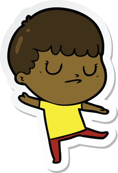 Bir insan tarafından çizilmiş huysuz bir çocuğun çıkartması.