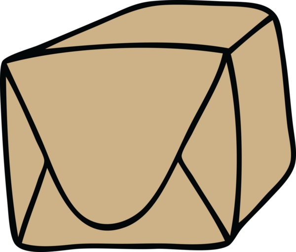 Bir insan tarafından çizilmiş garip bir çizgi film kahverengi paketi.