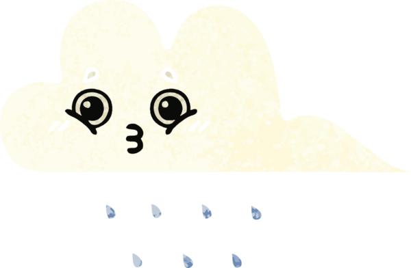 Bir insan tarafından çizilmiş yağmur bulutunun retro çizim tarzı karikatürü