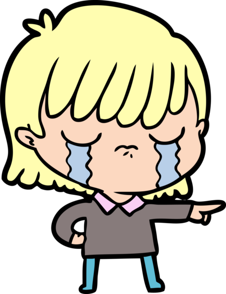 Bir insan tarafından çizilmiş ağlayan çizgi film kadını.