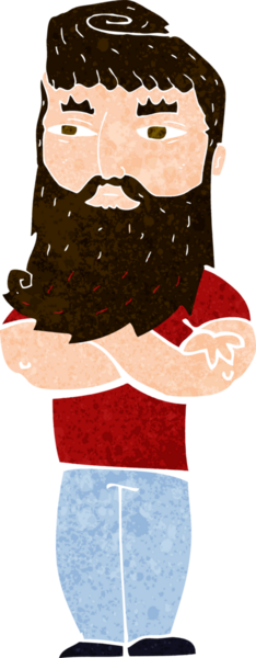 Bir insan tarafından çizilmiş sakallı ciddi bir adam çizgi filmi.