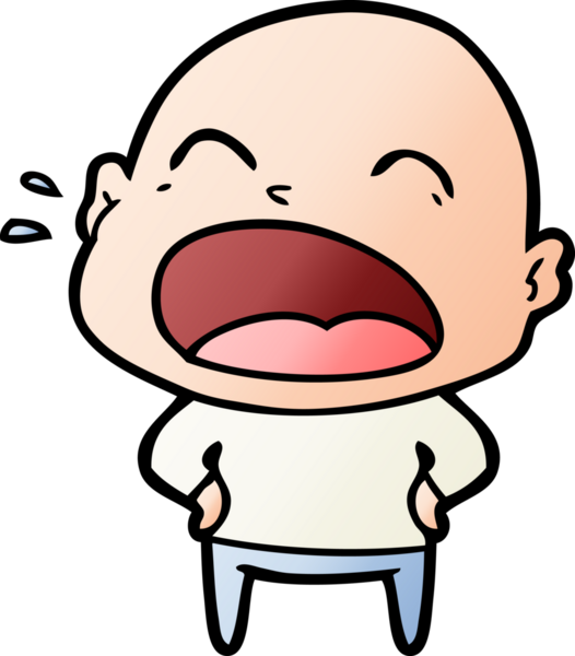 Bir insan tarafından çizilmiş kel adam diye bağıran çizgi film.